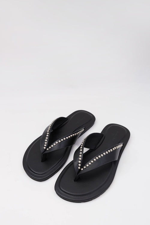 slant thong / black|silver