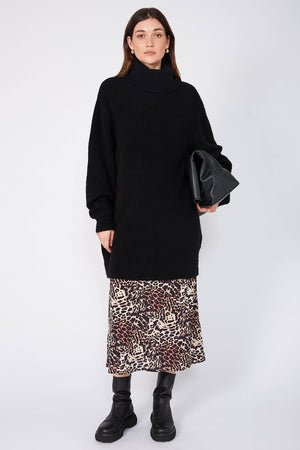 slide midi dress / ochre| black| cream cheetah print