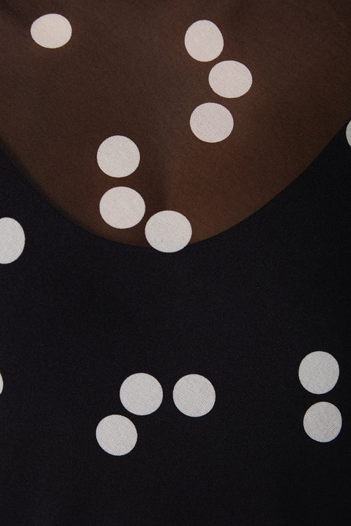 solaced dress / black|ivory polka dot