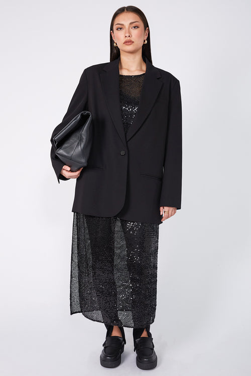 sparkle layer tabard / black sequin