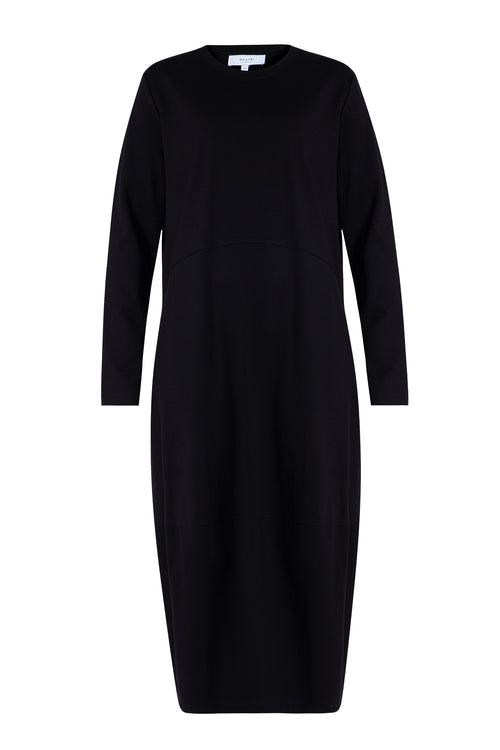 spin long sleeve ponte dress / black|black