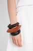 stacked wooden bracelet / black|tan