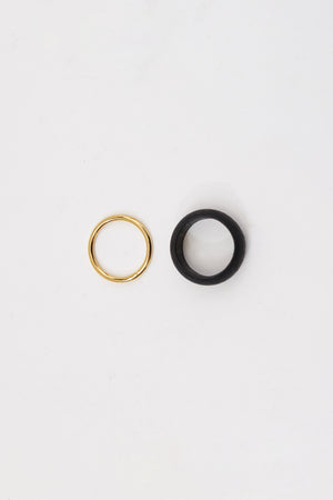 stacked wooden ring / black|gold