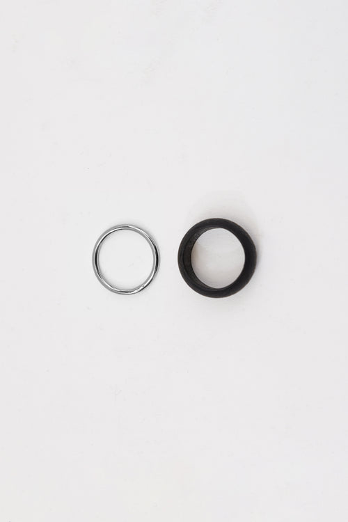 stacked wooden ring / black|silver