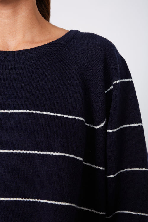 stand stripe sweater / navy | cream stripe