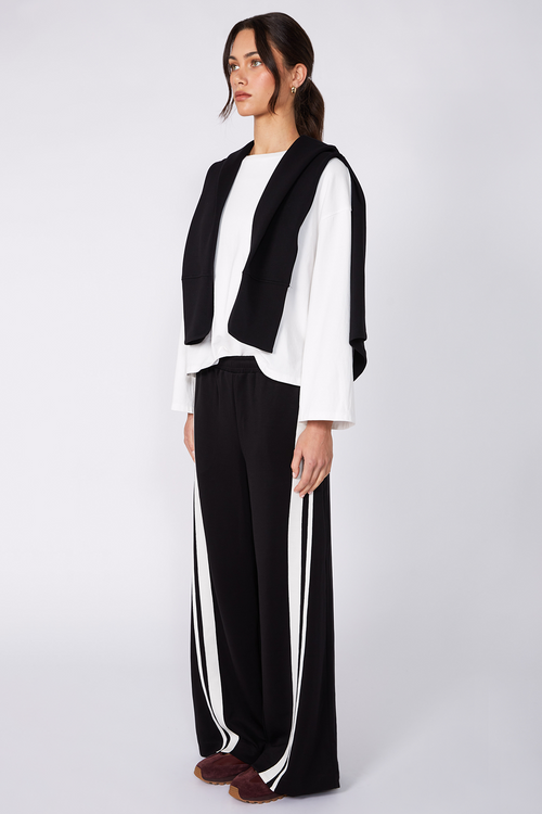 streaked pant / black|ecru