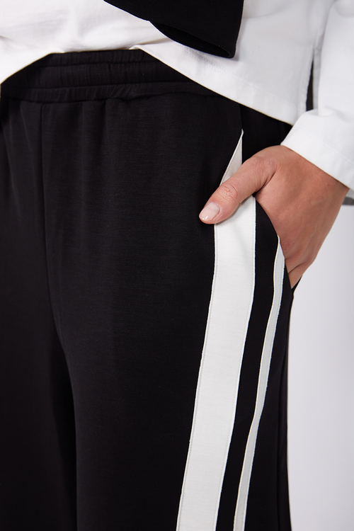 streaked pant / black|ecru