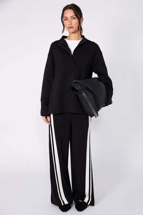 streaked pant / black|ecru