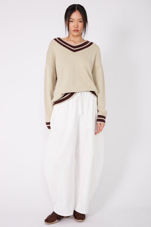 streaked sweater / natural|aubergine