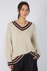 streaked sweater / natural|aubergine