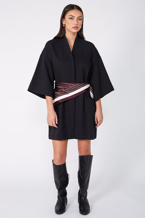 stripe moochi scarf / dark sangria | camel stripe