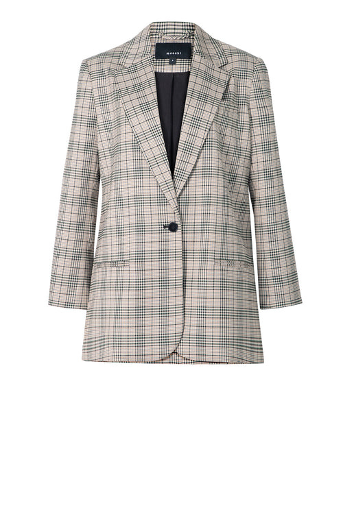 tabard blazer / natural|khaki|black plaid