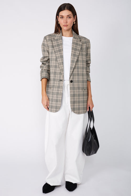 tabard blazer / natural|khaki|black plaid