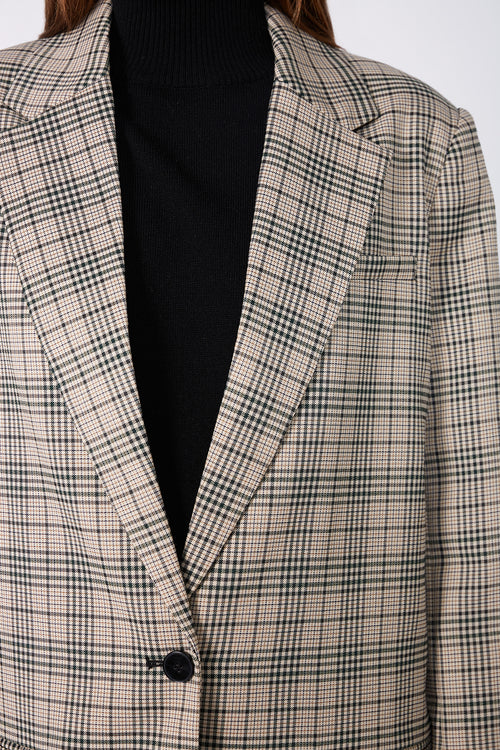 tabard blazer / natural|khaki|black plaid