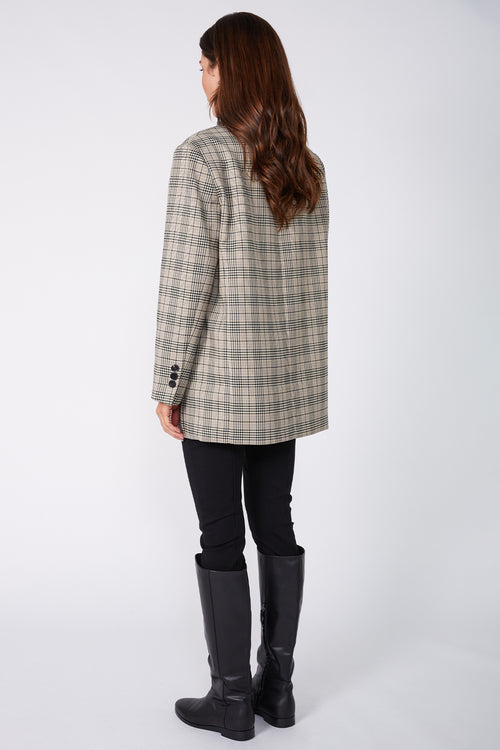 tabard blazer / natural|khaki|black plaid