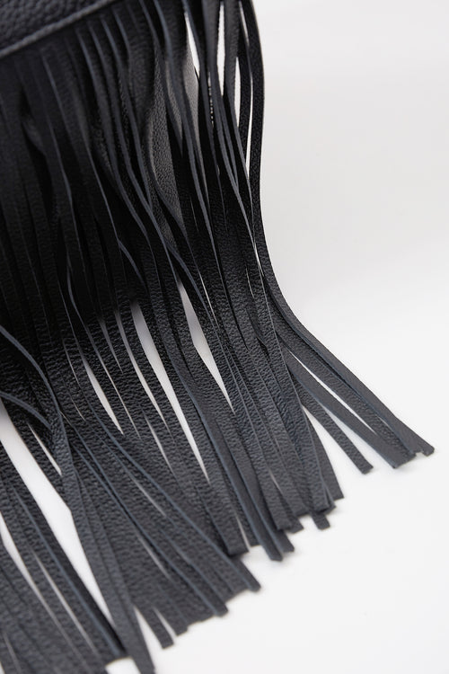 tassel fold tote / black
