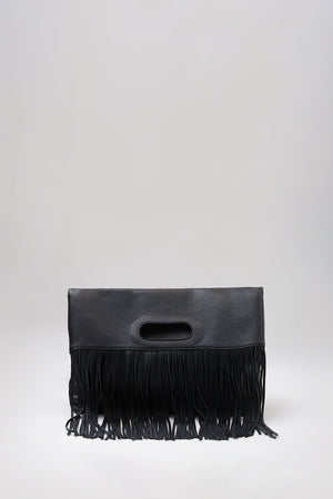 tassel fold tote / black