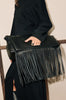 tassel fold tote / black