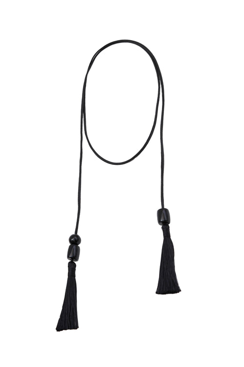 tassel lariat necklace / black