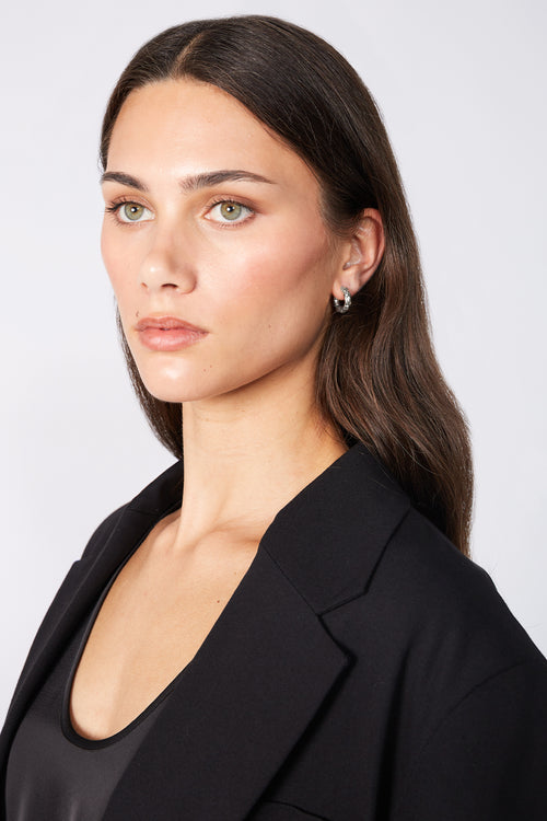 textured huggy earring / silver