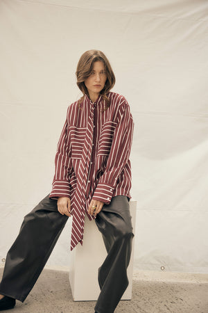 tied shirt / sangria red|ivory