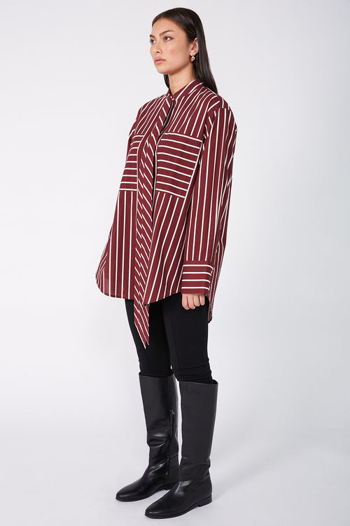tied shirt / sangria red|ivory