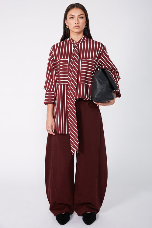 tied shirt / sangria red|ivory