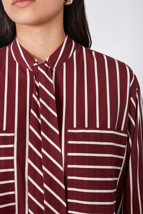 tied shirt / sangria red|ivory