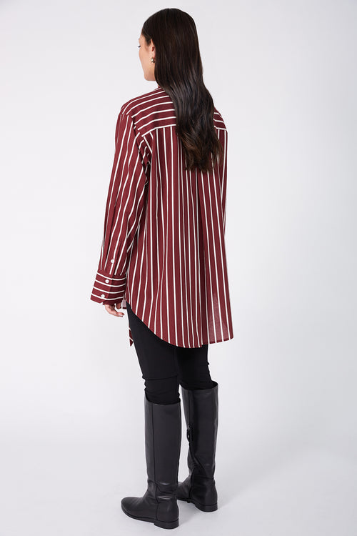 tied shirt / sangria red|ivory