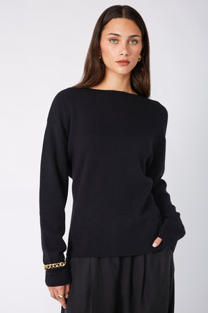 tie sweater / black