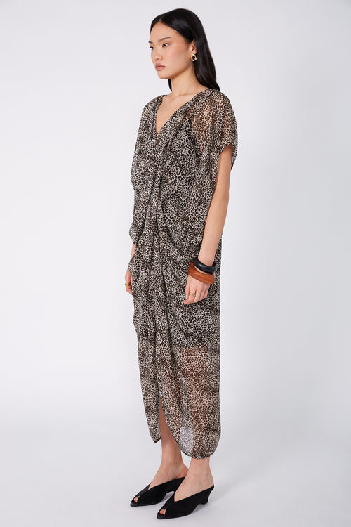 truss maxi dress / stone|chocolate|moss print