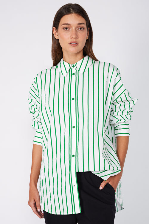 untold oversize shirt / white|green stripe