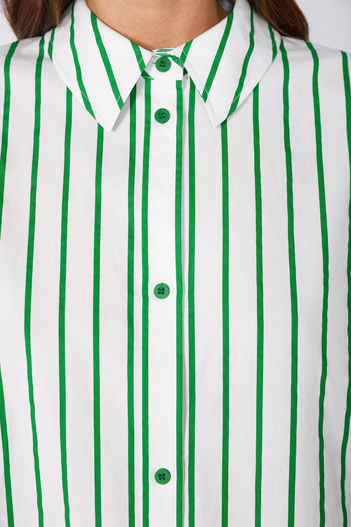 untold oversize shirt / white|green stripe