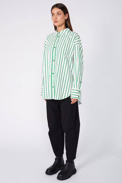 untold oversize shirt / white|green stripe