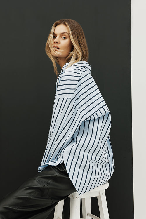untold oversize shirt / blue|navy stripe