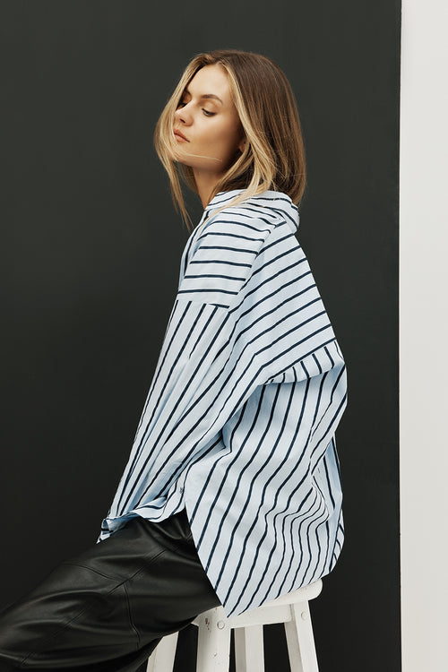 untold oversize shirt / blue|navy stripe