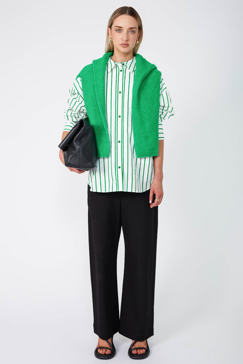 untold oversize shirt / white|green stripe