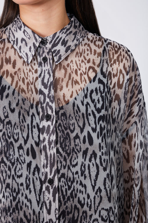 untold oversize shirt / silver wilderness print
