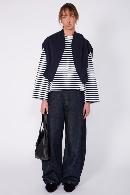 urban top / ecru | navy stripe