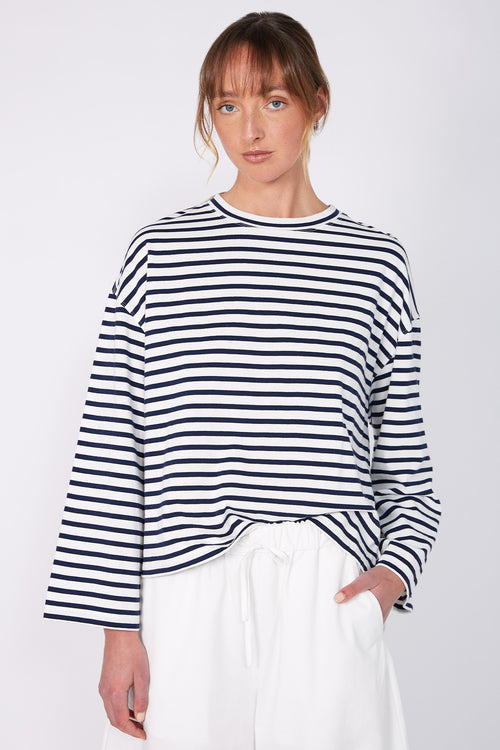 urban top / ecru | navy stripe