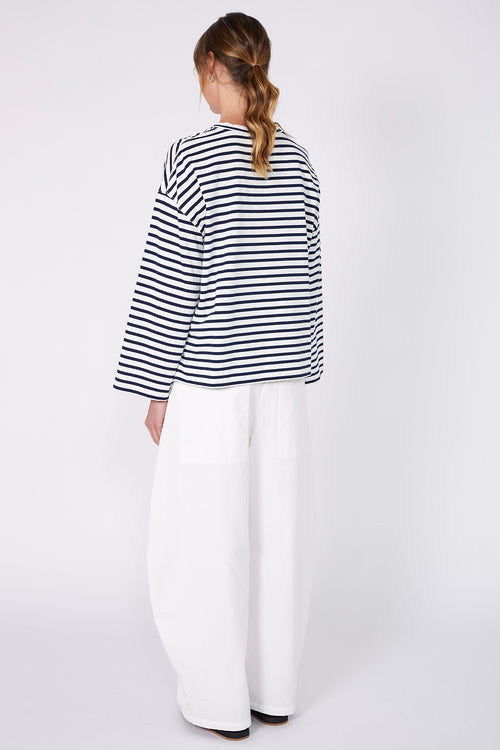 urban top / ecru | navy stripe