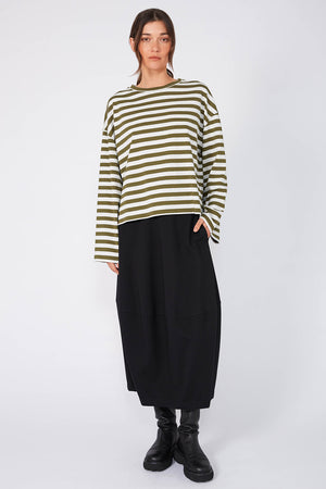 urban top / olive|silver marle stripe