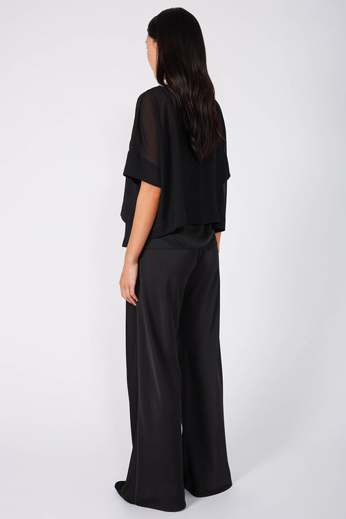 V neck followed crop / black