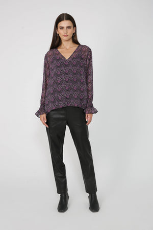 selective top / black|pink paisley