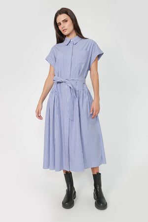 trekker midi dress / blue|white stripe