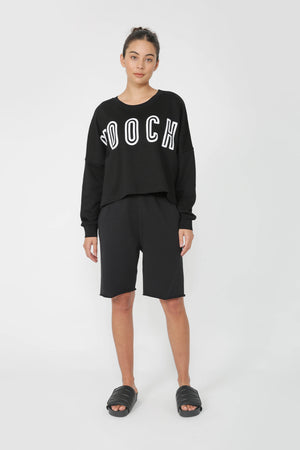 inscribe cropped sweat / black|white