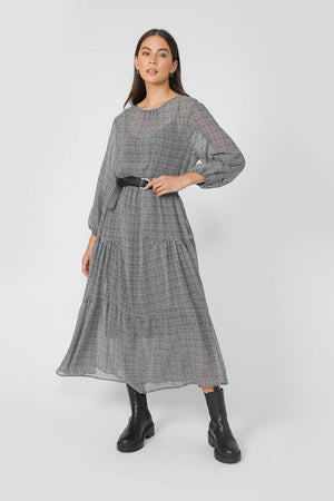 emanate dress / black|white houndstooth